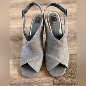White House Black Market Gray Studded Heels